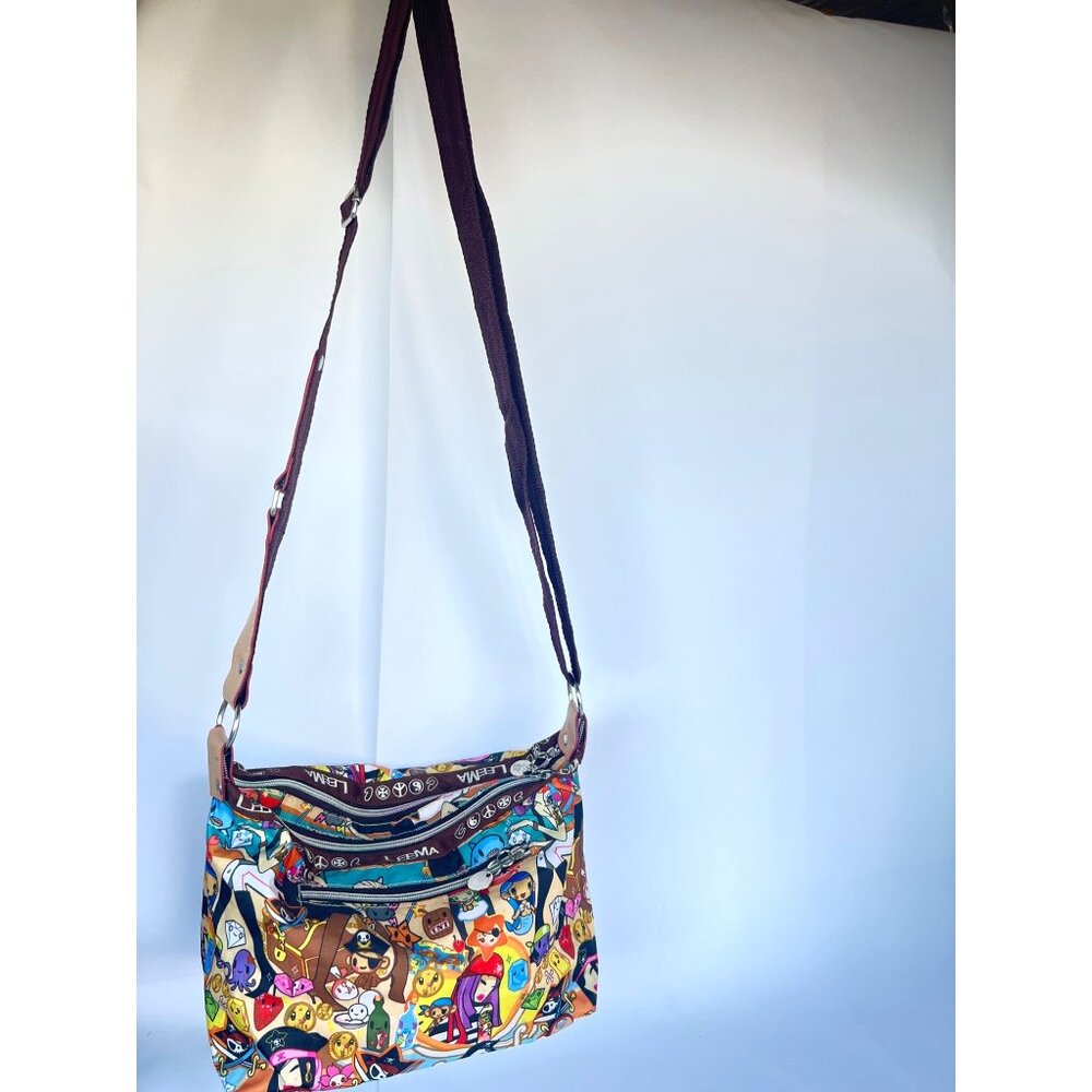 LEEMA Pirate Cartoon Bag Colorful Zipper Asian Cartoons Print Crossbody Purse
